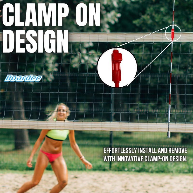 BOARDEE Clamp-On Volleyball Net Antenna Set – Fits 1 m - 39" Nets – Sports Equipment – Net Antennas for Court and Beach Play – Volleyball Referee Equipment - Image 3